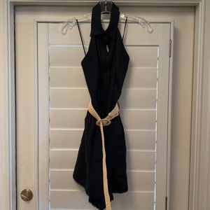 Zimmermann black linen backless romper